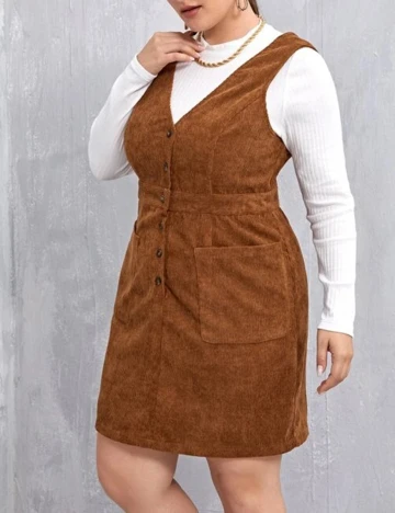 Rochie scurta SHEIN CURVE, maro, 1 XL