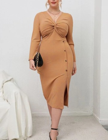Rochie Medie SHEIN CURVE, maro, 2XL