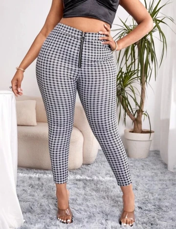 Pantaloni SHEIN CURVE, alb-negru, 1 XL