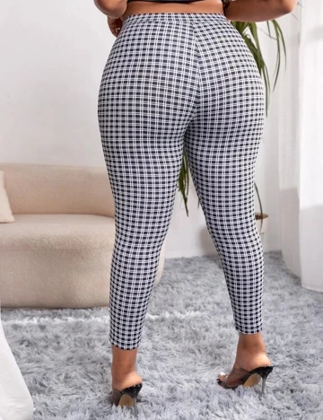 Pantaloni SHEIN CURVE, alb-negru, 1 XL