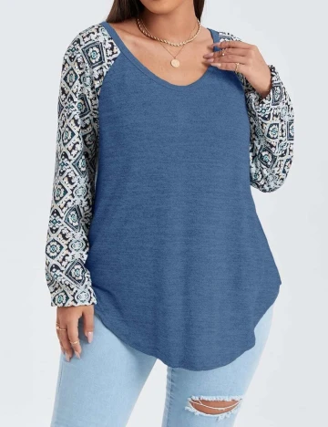 Bluza SHEIN CURVE, albastru, 2XL Albastru