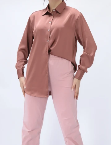 Camasa SHEIN, roz pudra inchis, XS Roz