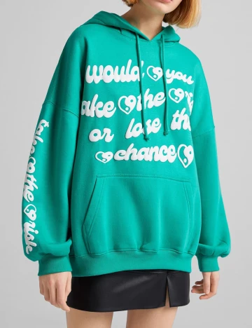 Hanorac Bershka, verde, XS Verde