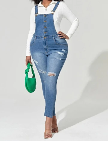 Salopeta SHEIN CURVE, albastru, 4XL