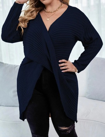 Pulover SHEIN CURVE, bleumarin, 3XL