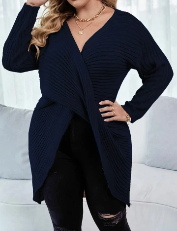 Pulover SHEIN CURVE, bleumarin, 3XL