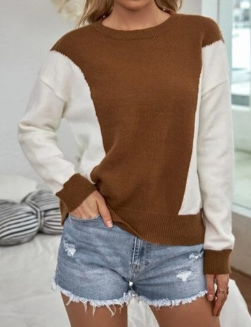 Pulover SHEIN, alb/maro, M