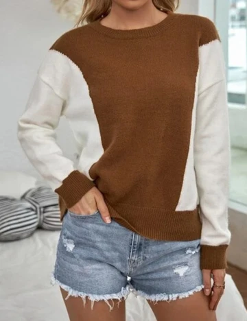 Pulover SHEIN, alb/maro, M