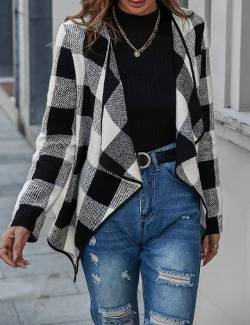 Blazer SHEIN, alb-negru, M