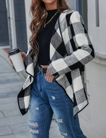 Blazer SHEIN, alb-negru, M