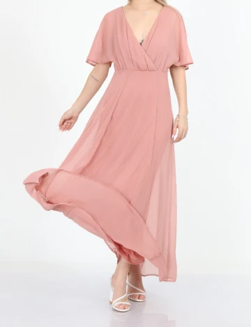 Rochie lunga Vila, roz pudra Roz