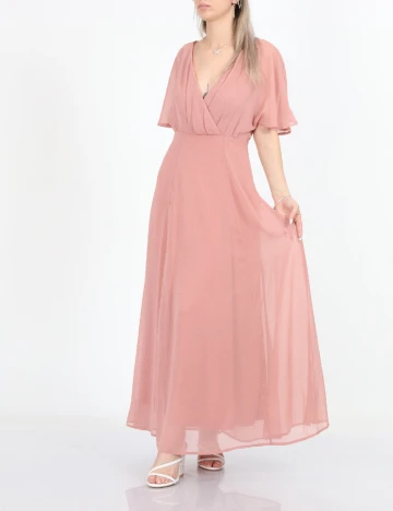 Rochie lunga Vila, roz pudra Roz