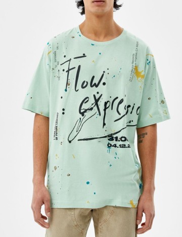 Tricou Bershka, verde, S