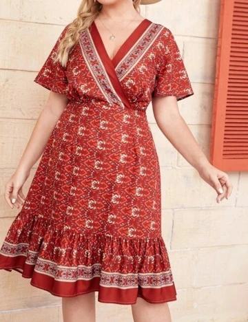 Rochie scurta SHEIN CURVE, rosu, 2XL