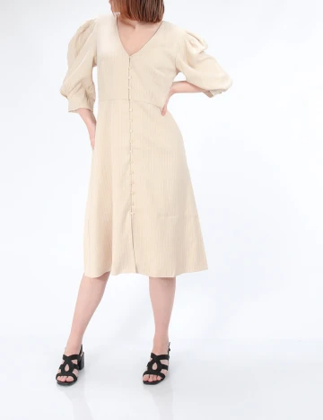 Rochie medie Vila, crem, 38 Crem