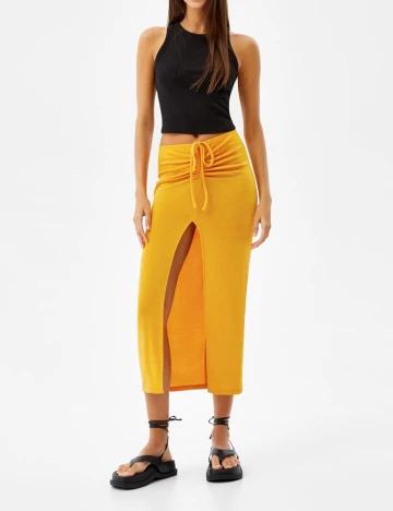 Fusta Bershka, galben, L