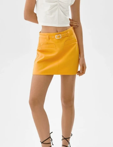 Fusta Bershka, galben, XS