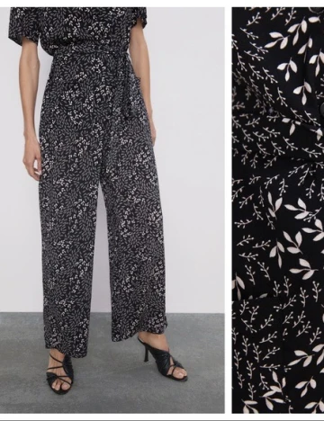 Salopeta Zara, negru floral, S Negru