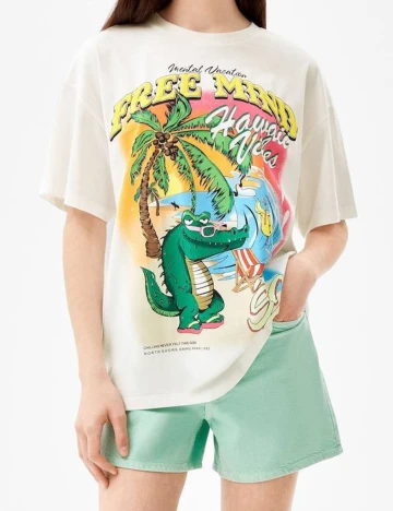 Tricou Bershka, alb, M