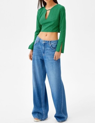 Top Bershka, verde, M