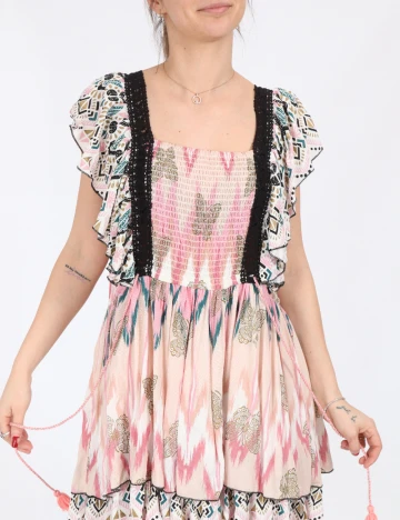 Rochie scurta Savage Culture, roz, L