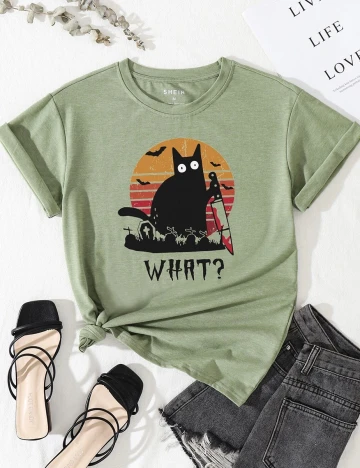 Tricou SHEIN, verde, M