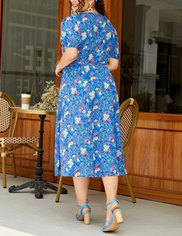 Rochie Medie SHEIN CURVE, albastru, 1 XL