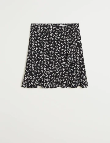 Fusta Mango, negru floral, L