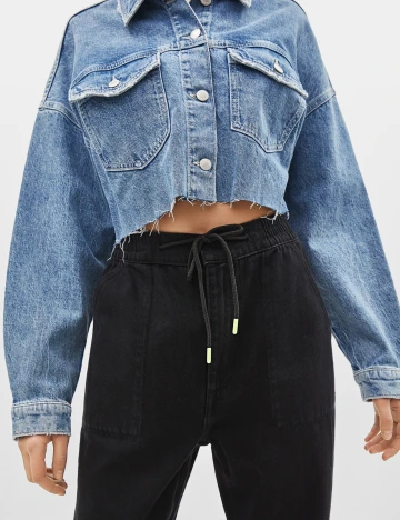 Pantaloni Bershka, negru, L Negru