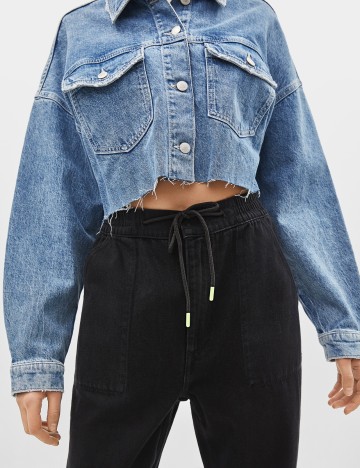 Pantaloni Bershka, negru, L