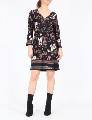 Rochie medie Happy Holly, negru floral, 36/38