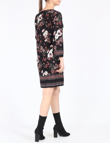 Rochie medie Happy Holly, negru floral, 36/38