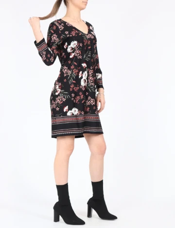 Rochie medie Happy Holly, negru floral, 36/38
