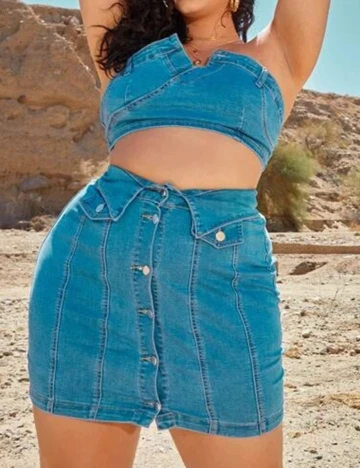 Compleu SHEIN CURVE, albastru, 3XL Albastru