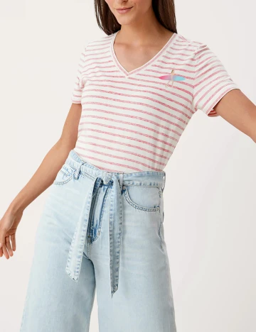 Tricou s.Oliver, roz/alb