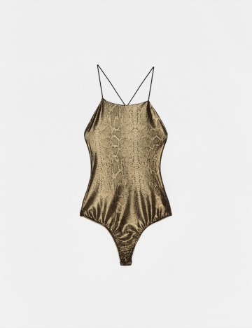 Body Bershka, negru/auriu, L