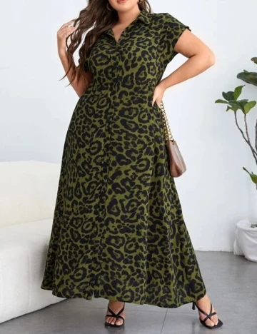 Rochie Lunga SHEIN CURVE, verde, 1 XL