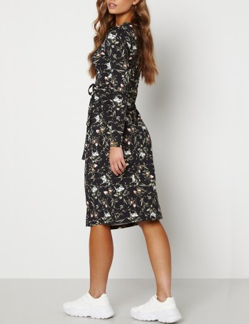 Rochie medie Chiara Forthi, negru floral, S