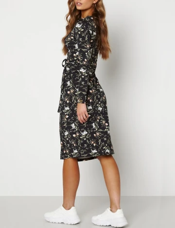 Rochie medie Chiara Forthi, negru floral, S Negru