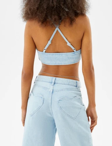 Top Bershka, albastru, XS