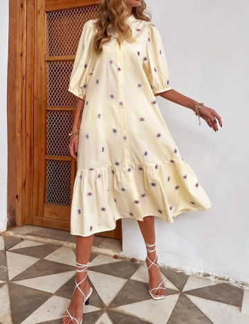 Rochie medie SHEIN, crem, XS
