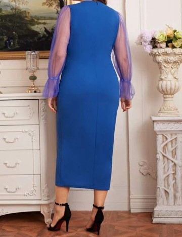 Rochie lunga SHEIN CURVE, albastru, 0 XL