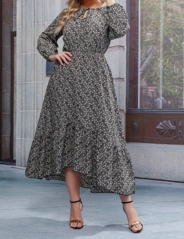 Rochie lunga SHEIN CURVE, alb-negru, 3XL