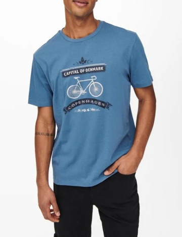 Tricou Only, albastru, S
