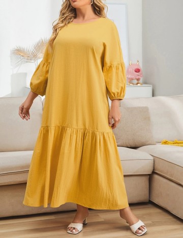 Rochie lunga SHEIN CURVE, galben, 4XL