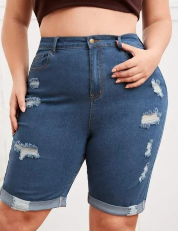 Pantaloni scurti SHEIN CURVE, albastru, 2XL