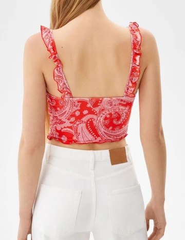 Top Bershka, rosu, XS Rosu
