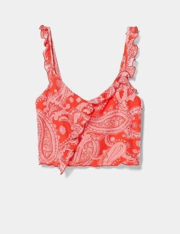 Top Bershka, rosu, XS Rosu