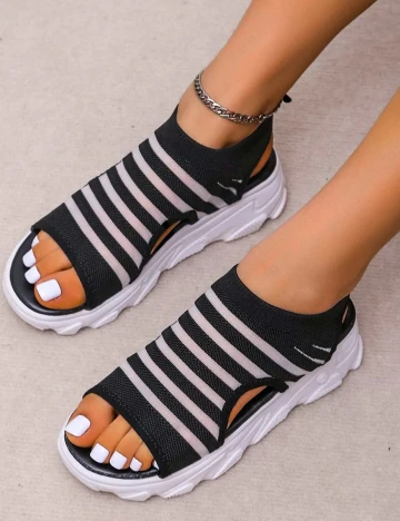 Sandale SHEIN, negru/alb, 39 Negru