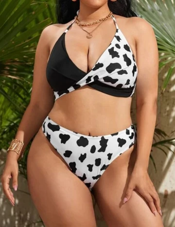 Costum de baie SHEIN CURVE, alb-negru, 2XL